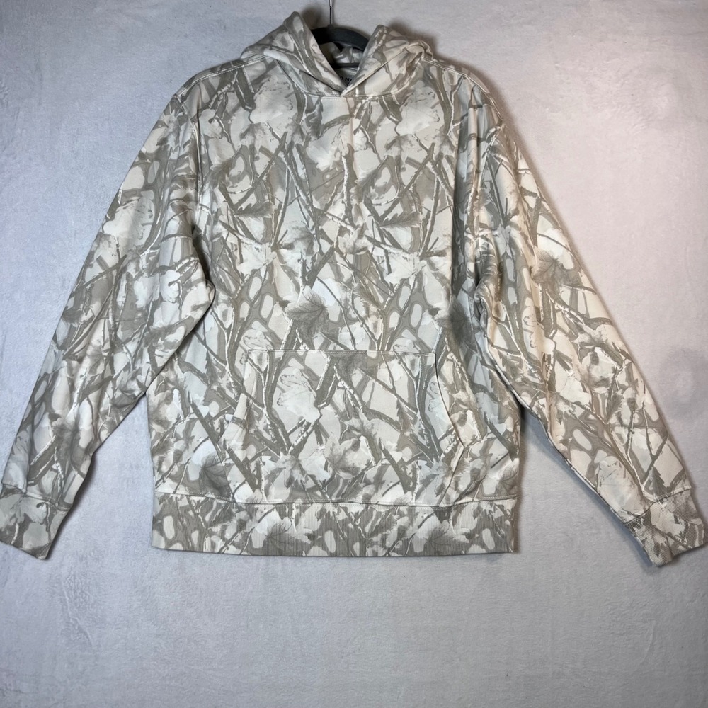 NWTs Old Navy Mens Camo Hoodie Tan White Branch Pattern Size Large
